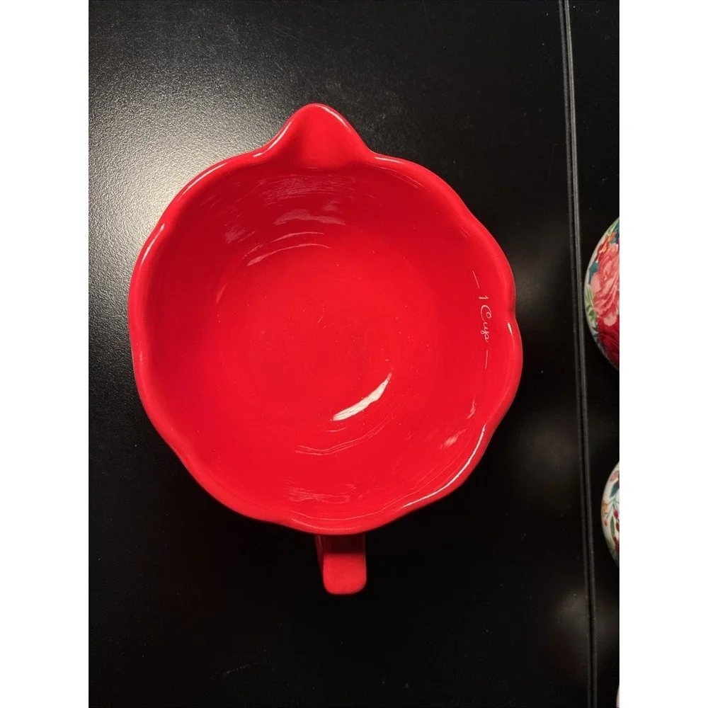 The Pioneer Woman Cheerful Rose Stoneware Measuring Cup Set Dishwasher Safe